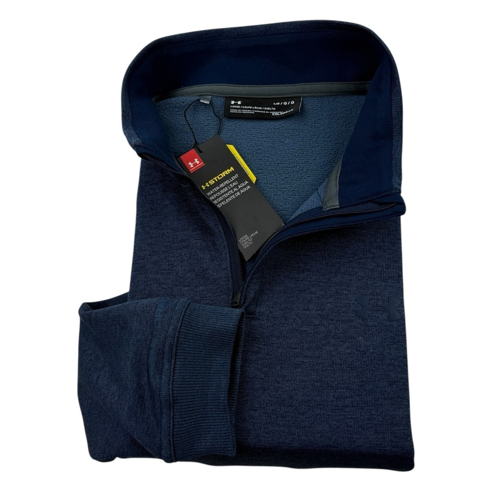 Under Armour ColdGear ¼ Zip Pullover Heather Blue Fleece Lined Men's Large‎ NWT